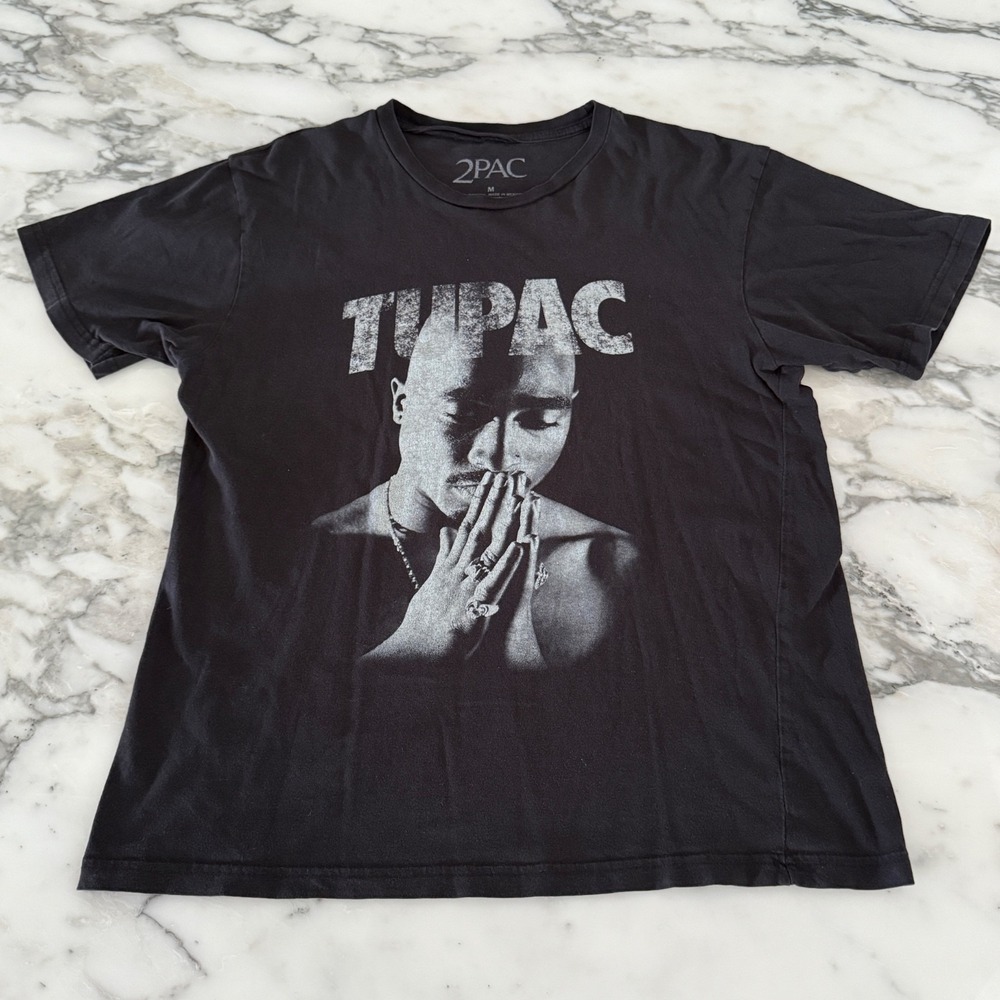 Tupac  Men's Black T-shirt Tee Hip-hop Rap Sz M